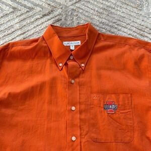 Cutter & Buck Illinois Shirt Mens XL Orange Long Sleeve Nailshead Woven Button‎